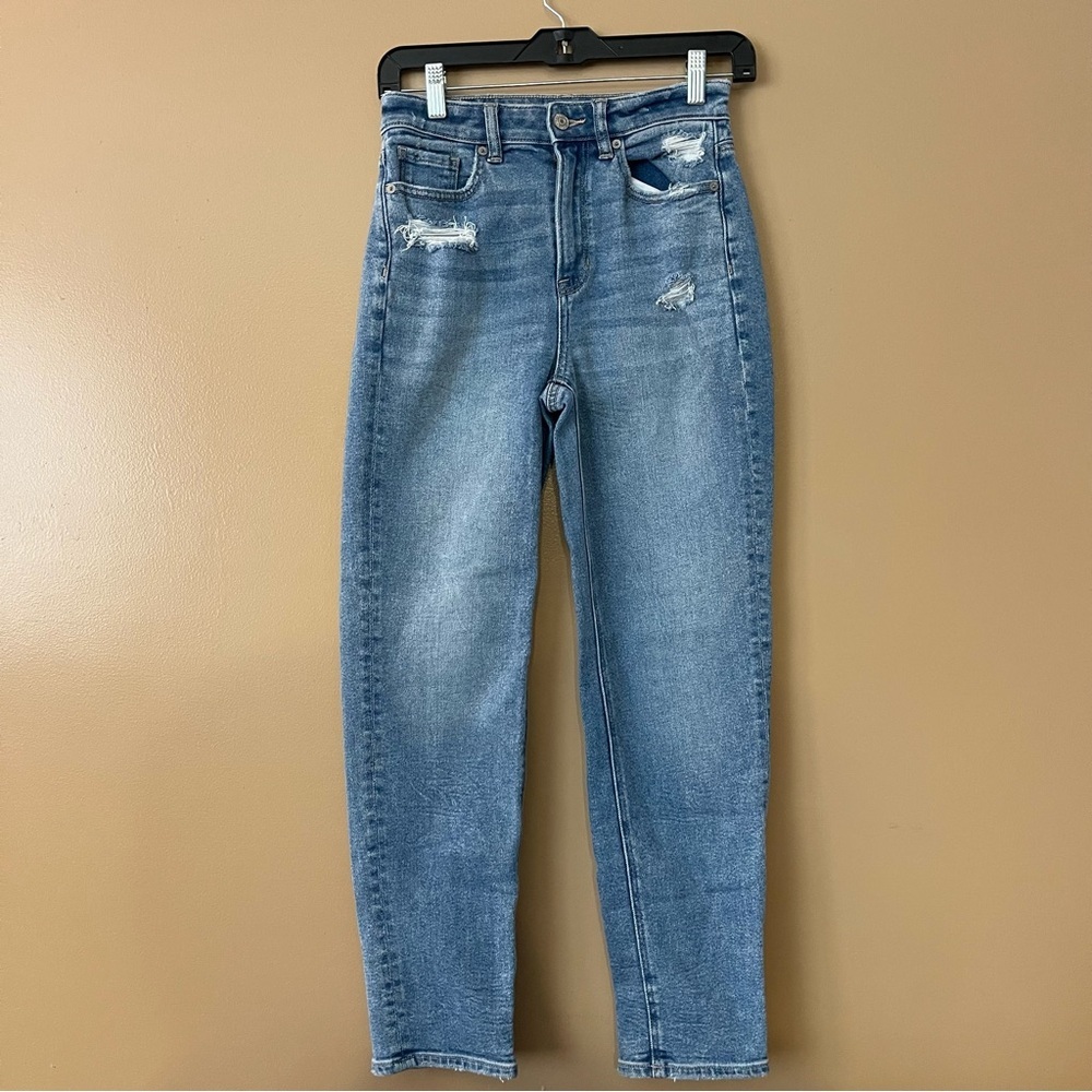 American Eagle Outfitters Mom Straight Stretch Light Blue Jeans size 0